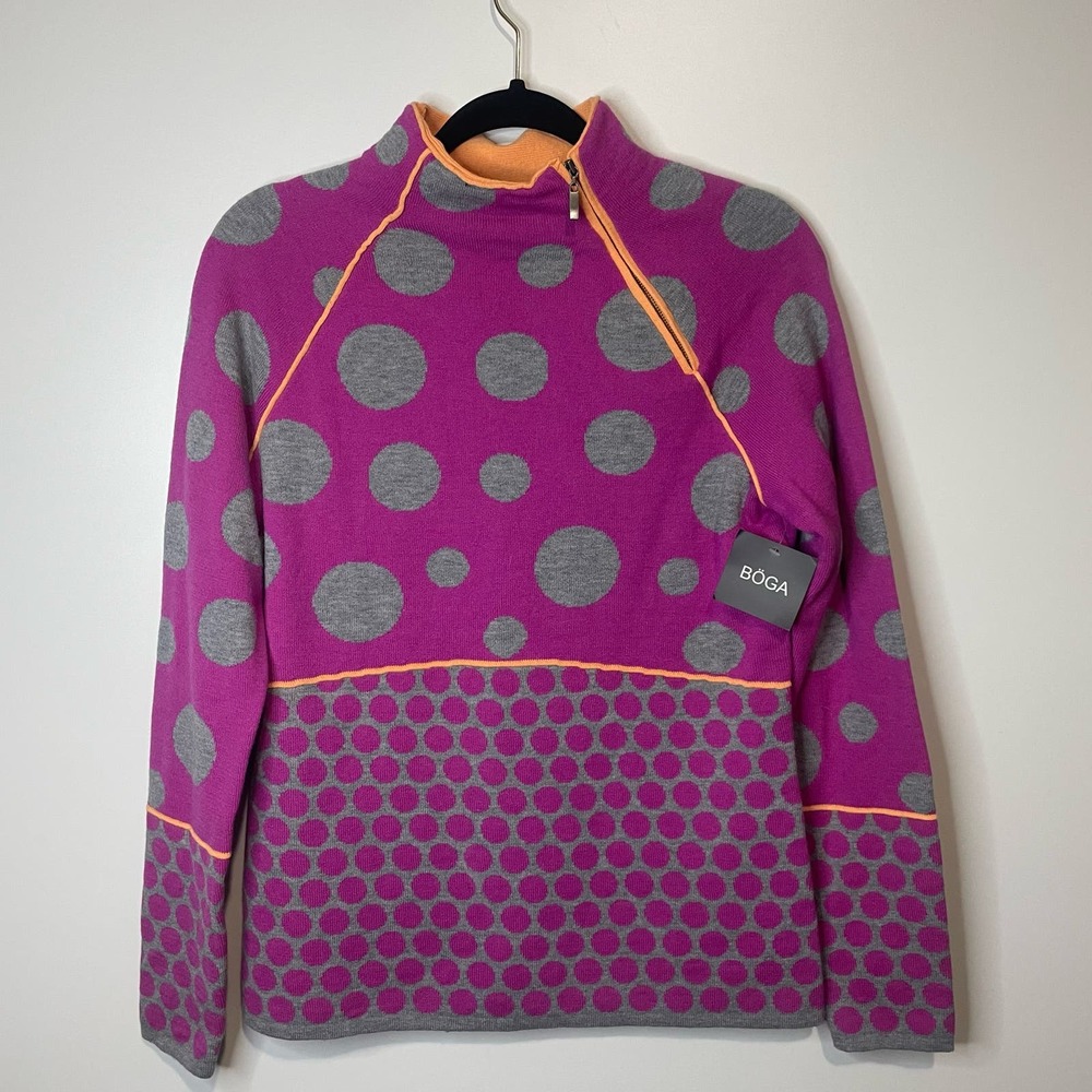 BOGA Women's Merino Wool Polka Dot Sweater size Medium